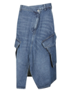 Jw Anderson Blue Cargo Pocket Denim Midi Skirt In Blue