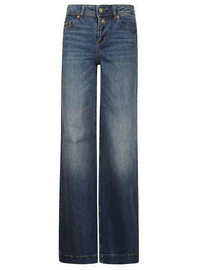 Versace Jeans Couture 76dp506 C Slim Wide Leg Stella M.plate Trousers/5p In Indigo