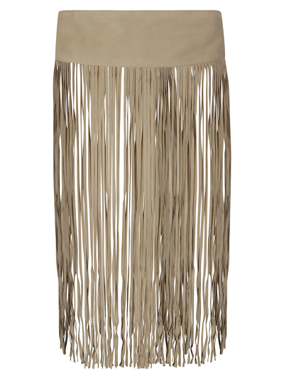 Wild Cashmere Fringed Belt In Beige