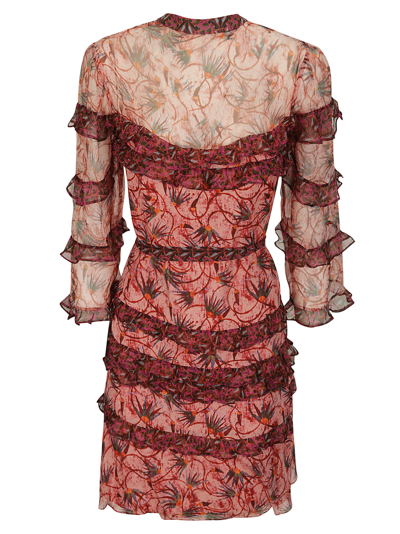 Saloni Tasha Tiered Ruffle Silk Button-front Mini Dress In Padma Hibiscus