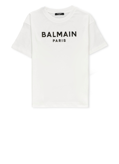 Balmain Kids' Logoed T-shirt In White