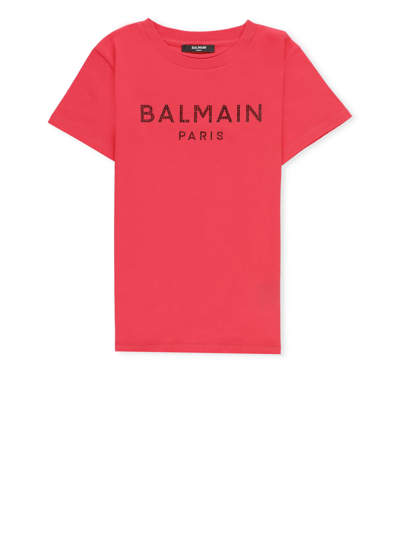 Balmain Kids' T-shirt With Logo In Fuchsia