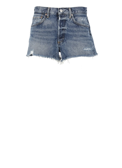 Agolde Parker Vintage Cut Off Shorts Dark Swapmeet In Blue