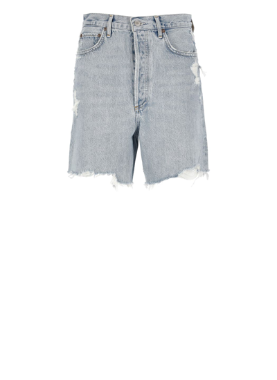 Agolde Stella Shorts In Light Blue