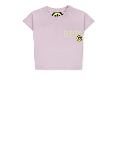 Barrow Kids' Cropped T-shirt With Logo In Pink Lavander