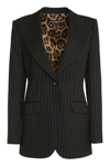 Dolce & Gabbana Single-breasted Pinstripe Wool Turlington Jacket In Black