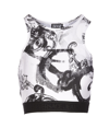 Versace Jeans Couture Magazine-print Crop Top In White