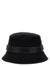 Christian Louboutin Bobino Spikes Leather-trimmed Cotton-canvas Bucket Hat In Black