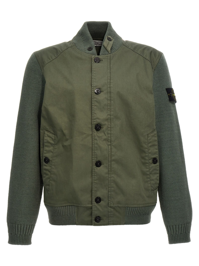 Stone Island Bio Raso With Bio Alloy Light Cover Tc Bomber Jacket In Green
