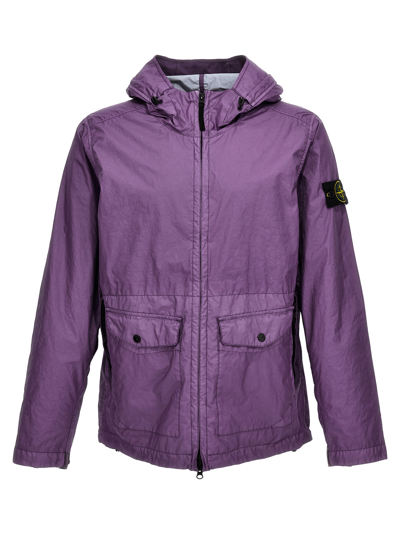 Stone Island Membrana 3l Tc Zipped Hooded Jacket In Violet