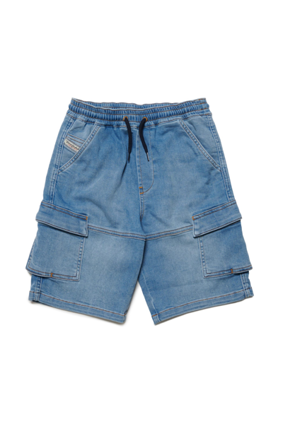Diesel Kids' D-krooley-cargo-sh-j Jjj Shorts  Cargo Shorts In Joggjeans® In Blu Denim