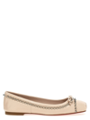 Christian Louboutin Mamadrague Spikes Red Sole Ballerina Flats In Beige
