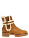 Christian Louboutin Cl Chelsea Shearling-trimmed Ankle Boots In Brown