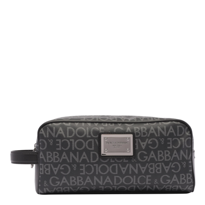 Dolce & Gabbana All Over Logo Necessaire In Grey/grey