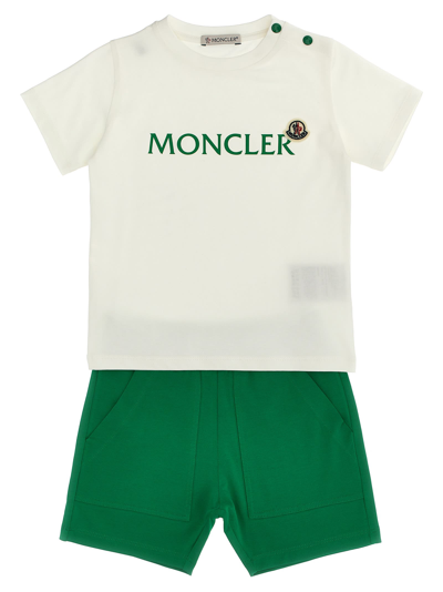 Moncler Kids' Logo Print T-shirt + Shorts Set In Green