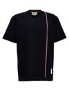 Thom Browne Short-sleeved Crew Neck T-shirt With Vertical Stripe Detail In Blue