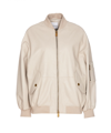 Pinko Suede Bomber Jacket In Beige
