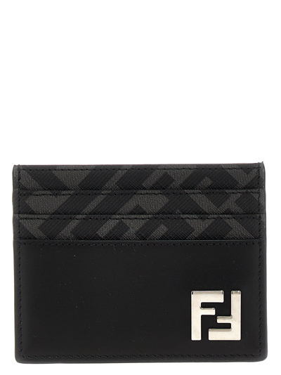 Fendi Ff Squared Card Holder In Noir