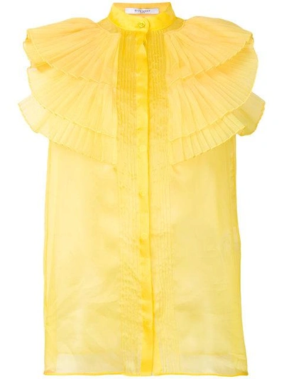 Givenchy Ruffled Silk-blend Blouse In Yellow