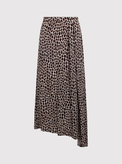 Msgm Animal-print Asymmetric Maxi Skirt In Brown