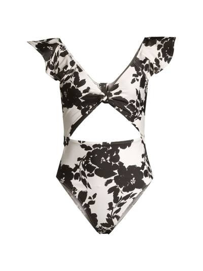 Tanya Taylor Women's Coraline Cut-out One-piece Swimsuit In Cream Black Multi