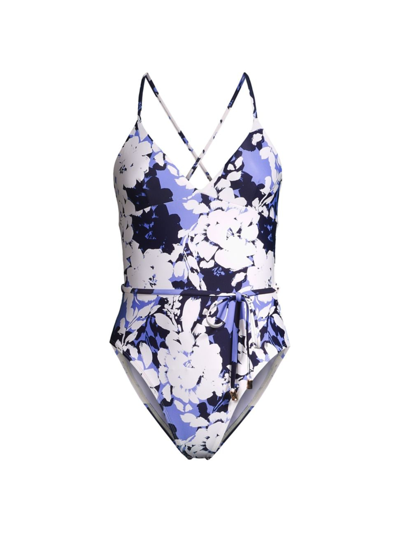 Tanya Taylor Women's Dahlia Floral One-piece Swimsuit In Azure Blue Multi