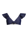 Tanya Taylor Women's Orelia Flutter-sleeve Bikini Top In Maritime Blue