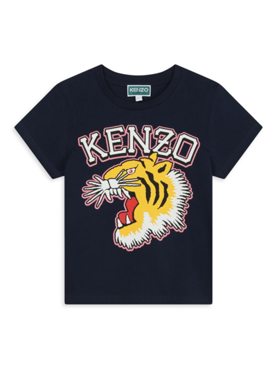 Kenzo Little Boy's & Boy's Logo Tiger T-shirt In Navy