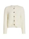 Ba&sh Gaspard 7/8th Sleeves Textured Short Cardigan In Off White
