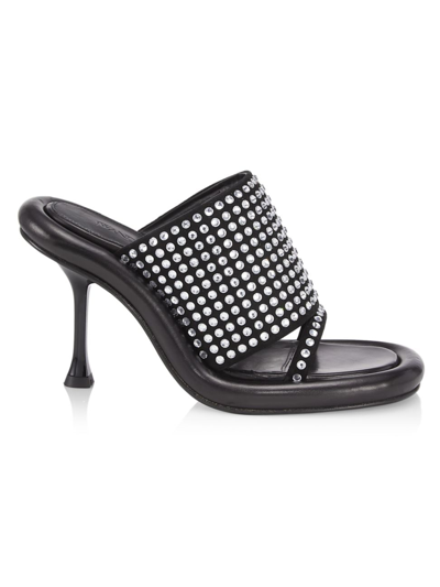 Jw Anderson Women's Bumper Crystal-embellished Leather Mules In Black