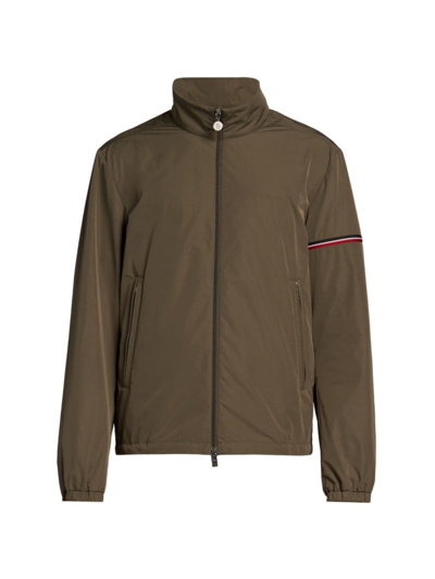 Moncler Ruinette Zip Tri-color Jacket In Dark Olive Green