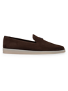 Prada Men's Suede Slippers In Brown