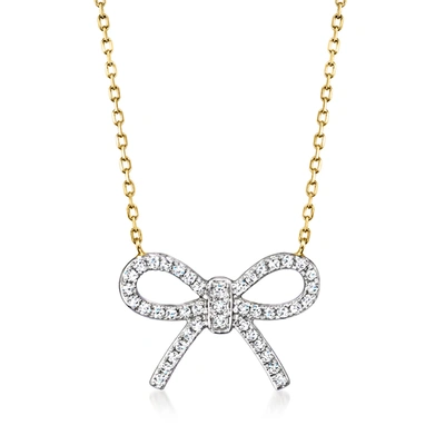 Rs Pure By Ross-simons Diamond Bow Necklace In 14kt Yellow Gold In Multi