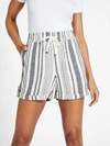 Guess Factory Charlotte Striped Linen Shorts In Black