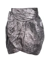 ISABEL MARANT BROCADE METALLIC WRAP MINI SKIRT IN SILVER WOOL BLEND