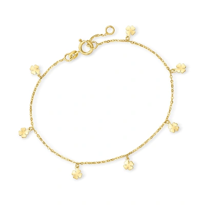 Rs Pure By Ross-simons Italian 14kt Yellow Gold Clover Station Bracelet In Multi