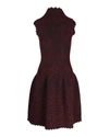 ALAÏA ALAIA SPOTTED FIT-AND-FLARE DRESS IN BURGUNDY VISCOSE