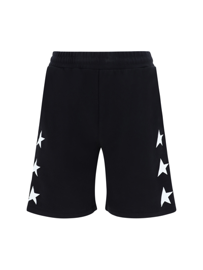 Golden Goose Diego Star Logo Jersey Shorts In Black/white