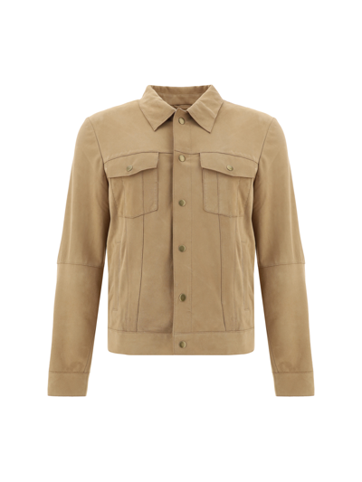 D'amico Leather Jacket In Suede Beach Beige
