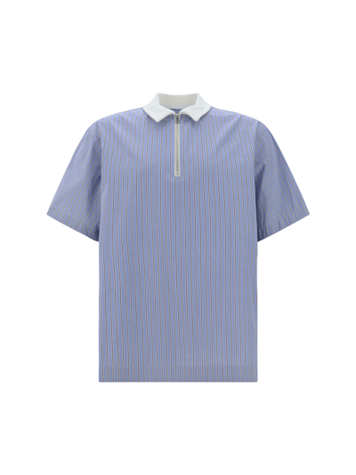Sacai Polo Shirt In L/blue Stripe