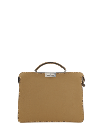 Fendi Peekaboo Handbag In Sand+palladio