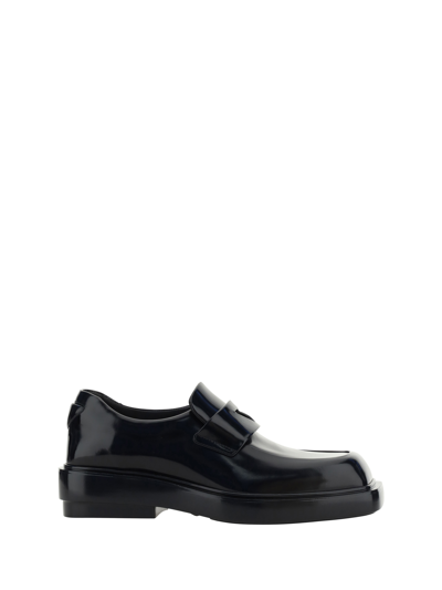 Prada Brushed Leather Loafers In Black