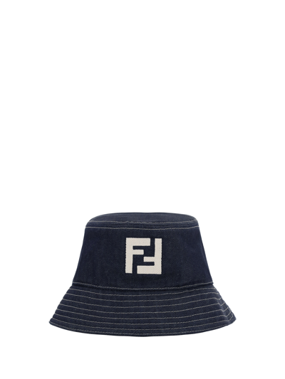 Fendi Denim Bucket Hat In Blu