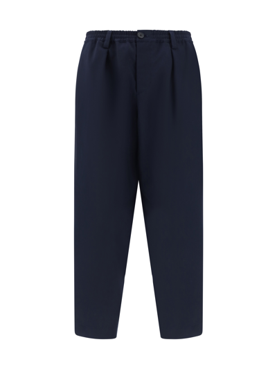 Marni Virgin-wool Tapered Trousers In Navy