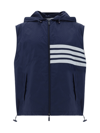 Thom Browne 4-bar Stripe Ripstop Hooded Gilet In Navy
