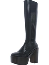 JEFFREY CAMPBELL CHICA WOMENS LEATHER BOCK HEEL KNEE-HIGH BOOTS