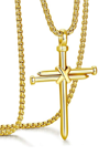 STEPHEN OLIVER 18K GOLD CROSS NAIL PENDANT NECKLACE