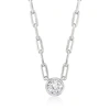 Rs Pure By Ross-simons Bezel-set Diamond Paper Clip Link Necklace In Sterling Silver In Multi