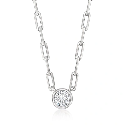 Rs Pure By Ross-simons Bezel-set Diamond Paper Clip Link Necklace In Sterling Silver In Multi
