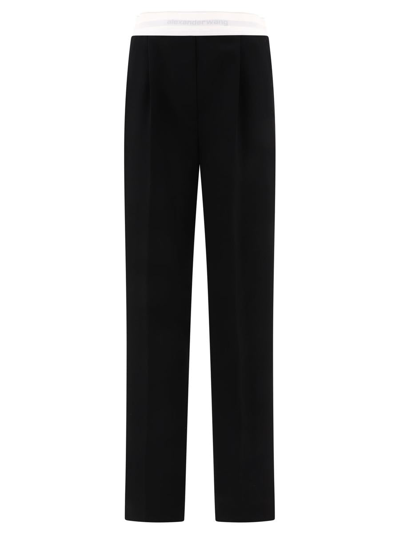 Alexander Wang Tailored Trousers With Logo At The Waist In Black